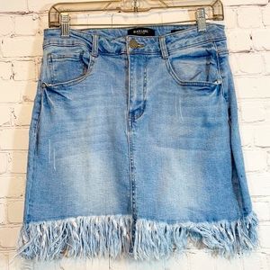 Black Label jeans denim skirt fringe